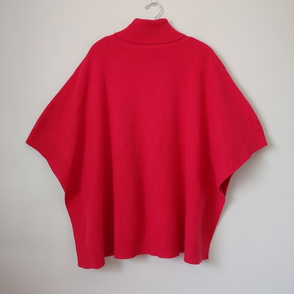 Chico's Cashmere Knit Poncho Sweater Black Label Red Size Large / X-Large - Picture 12 of 16